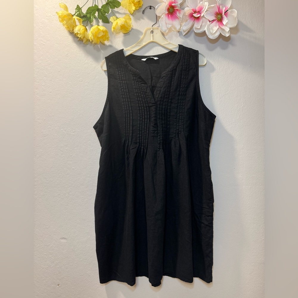 Sonoma Black Sleeveless Pintuck Cotton Dress